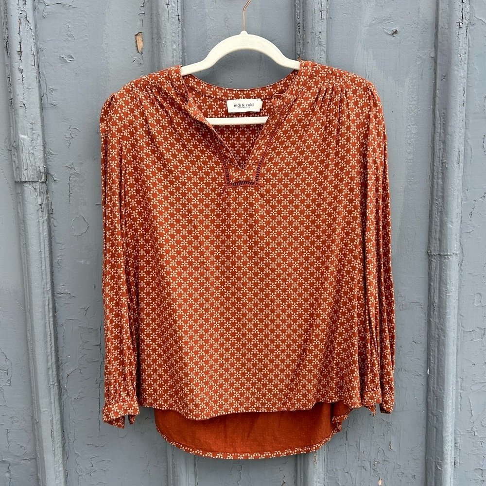 Indi & Cold Burnt Orange Katy Boho Blouse, size M